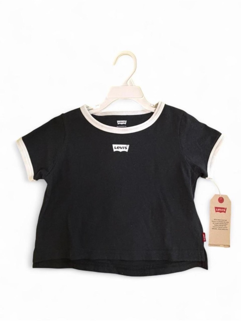 Levi's Black Tee with Cream Trim for Kids